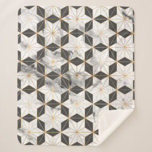 Japanese Asanoha: Gold Marble Pattern. Sherpa Blanket