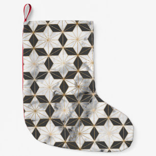Japanese Asanoha: Gold Marble Pattern. Small Christmas Stocking