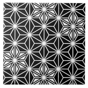 Japanese Asanoha or Star Pattern, Black and White Tile