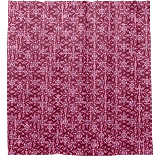 Japanese Asanoha or Star Pattern - burgundy Shower Curtain (Front)