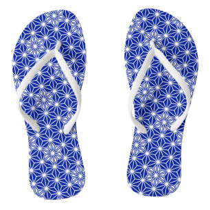Japanese Asanoha or Star Pattern, cobalt blue Flip Flops