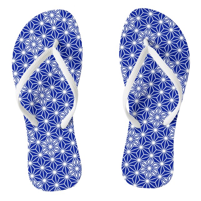 Japanese Asanoha or Star Pattern,  cobalt blue Flip Flops (Footbed)