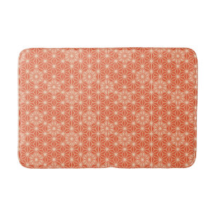 Japanese Asanoha  or Star Pattern - coral orange Bath Mat