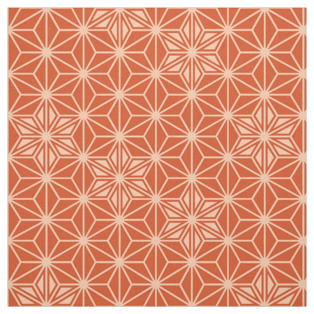 Japanese Asanoha or Star Pattern, coral orange Fabric (Swatch)