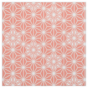 Japanese Asanoha or Star Pattern, coral pink Fabric