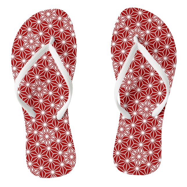 Japanese Asanoha or Star Pattern, dark red Flip Flops (Footbed)