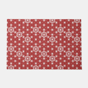 Japanese Asanoha or Star Pattern, Deep Red Doormat