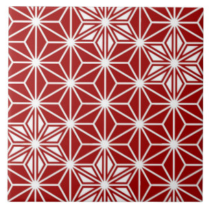 Japanese Asanoha or Star Pattern, Deep Red Tile