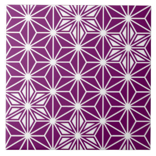 Japanese Asanoha  or Star Pattern, eggplant purple Tile