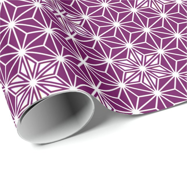 Japanese Asanoha or Star Pattern, eggplant purple Wrapping Paper (Roll Corner)