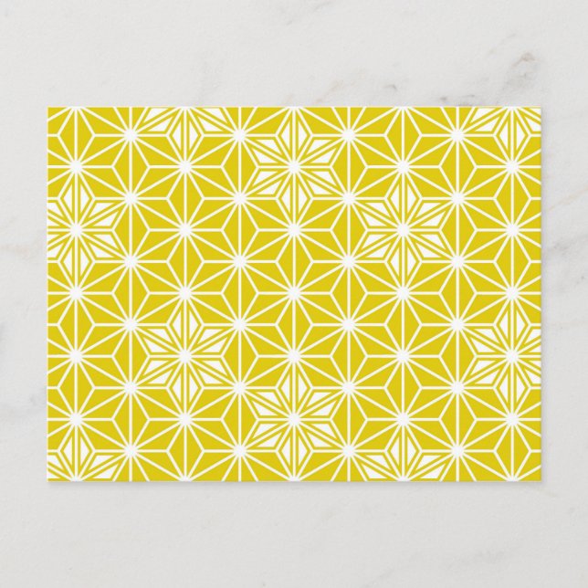 Japanese Asanoha or Star Pattern, Mustard gold Postcard (Front)