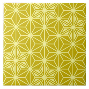 Japanese Asanoha or Star Pattern, mustard gold Tile