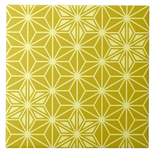 Japanese Asanoha or Star Pattern, mustard gold Tile (Front)