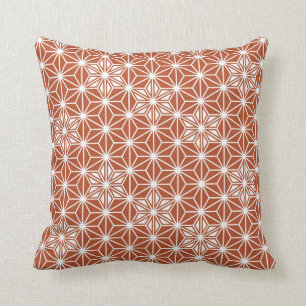 Japanese Asanoha or Star Pattern, terracotta Cushion