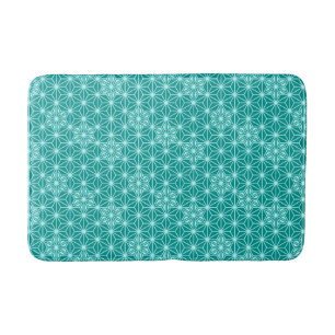 Japanese Asanoha  or Star Pattern - turquoise Bath Mat