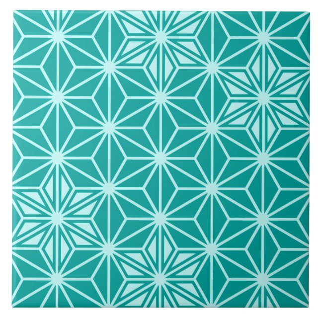 Japanese Asanoha or Star Pattern, turquoise Tile (Front)