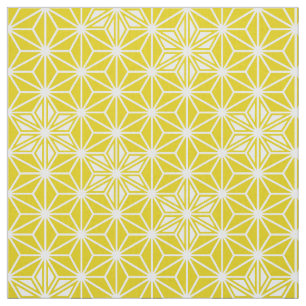 Japanese Asanoha or Star Pattern, yellow and white Fabric