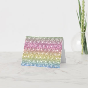Japanese Asanoha Pastel Rainbow Personalized Note Card