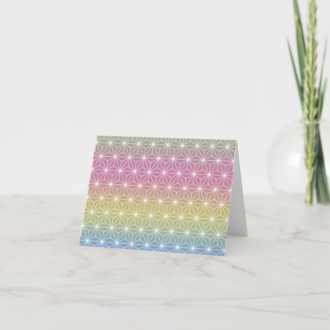 Japanese Asanoha Pastel Rainbow Personalized Note Card (Front)