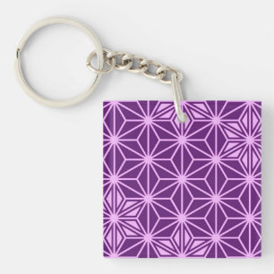 Japanese Asanoha pattern - amethyst purple Key Ring