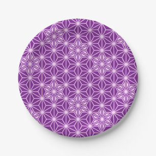Japanese Asanoha pattern - amethyst purple Paper Plate