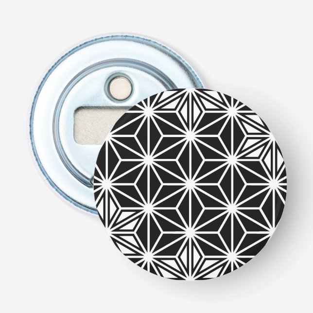 Japanese Asanoha pattern - black and white Bottle Opener (Front)