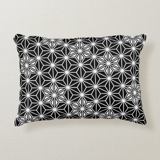 Japanese Asanoha pattern - black and white Decorative Cushion (Front)