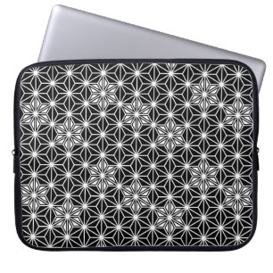 Japanese Asanoha pattern - black and white Laptop Sleeve