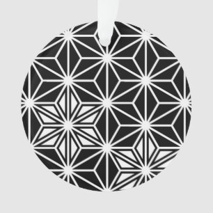 Japanese Asanoha pattern - black and white Ornament