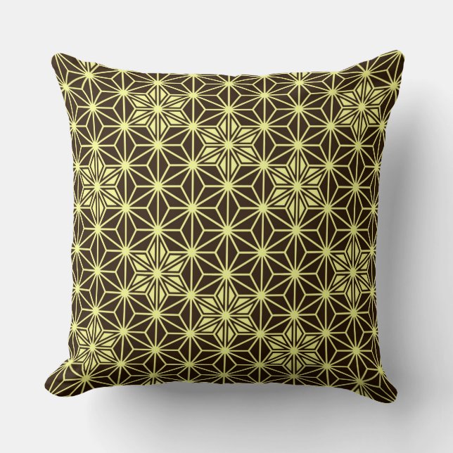 Japanese Asanoha pattern - brown and yellow Cushion (Front)