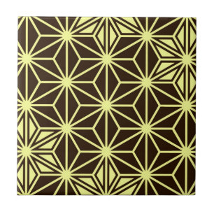 Japanese Asanoha pattern - brown and yellow Tile