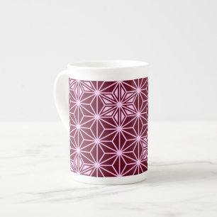 Japanese Asanoha pattern - burgundy Bone China Mug