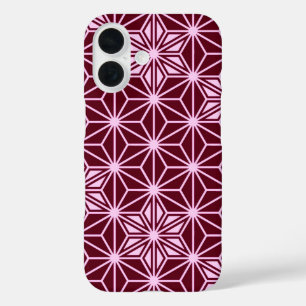 Japanese Asanoha pattern - burgundy iPhone 16 Case