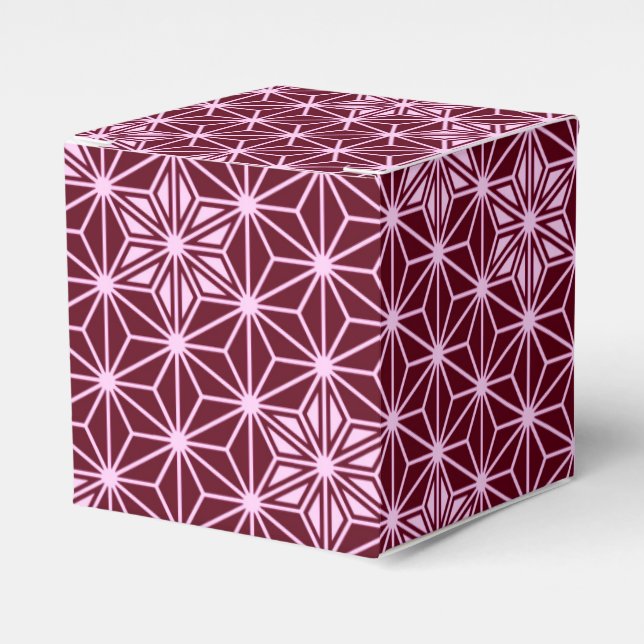 Japanese Asanoha pattern - burgundy Favour Box (Front Side)