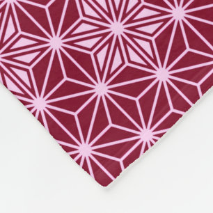 Japanese Asanoha pattern - burgundy Fleece Blanket