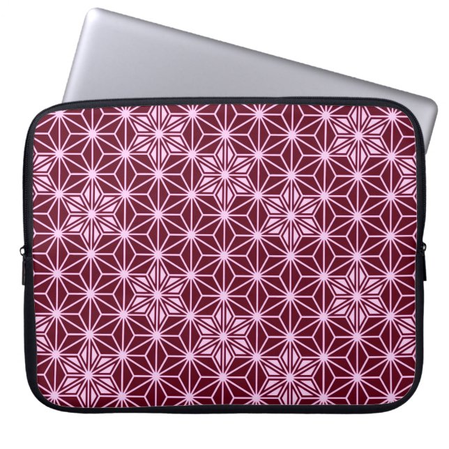 Japanese Asanoha pattern - burgundy Laptop Sleeve (Front)