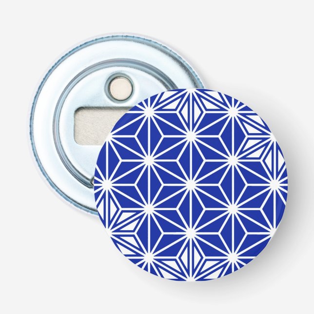 Japanese Asanoha pattern - cobalt blue Bottle Opener (Front)