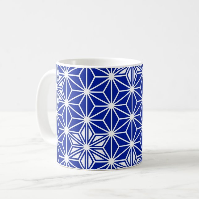Japanese Asanoha pattern - cobalt blue Coffee Mug (Front Left)
