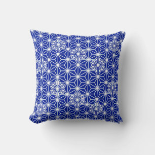 Japanese Asanoha pattern - cobalt blue Cushion