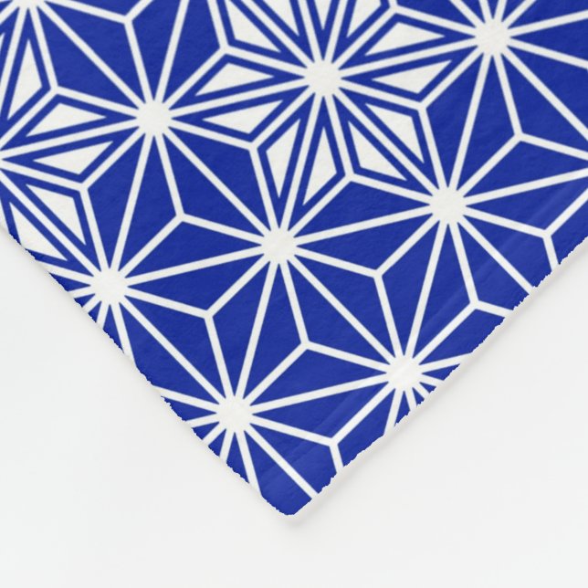 Japanese Asanoha pattern - cobalt blue Fleece Blanket (Corner)