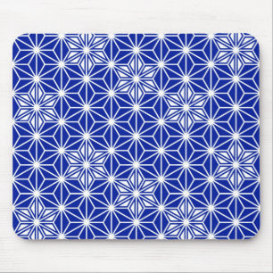 Japanese Asanoha pattern - cobalt blue Mouse Mat