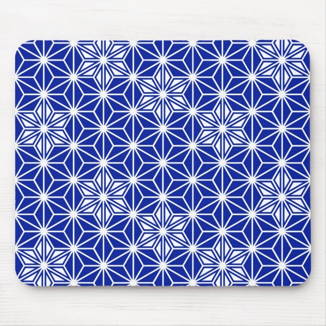 Japanese Asanoha pattern - cobalt blue Mouse Mat (Front)