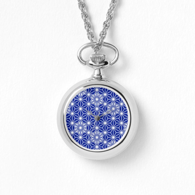 Japanese Asanoha pattern - cobalt blue Watch (Front)
