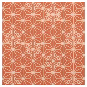 Japanese Asanoha pattern - coral orange Fabric