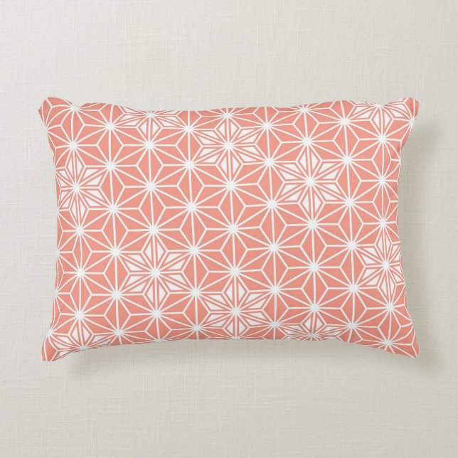 Japanese Asanoha pattern - coral pink Decorative Cushion (Front)