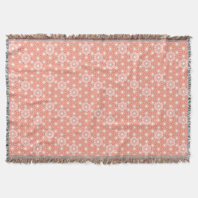Japanese Asanoha pattern - coral pink Throw Blanket (Front)