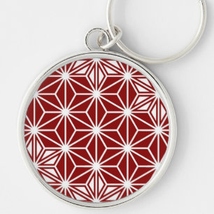 Japanese Asanoha pattern - dark red Key Ring