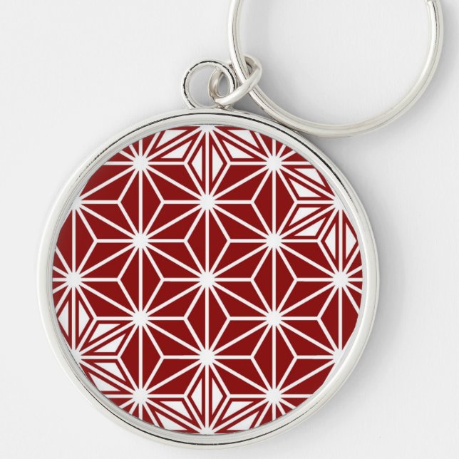 Japanese Asanoha pattern - dark red Key Ring (Front)