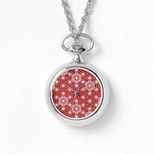 Japanese Asanoha pattern - dark red Watch