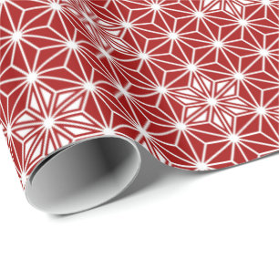 Japanese Asanoha pattern - dark red Wrapping Paper